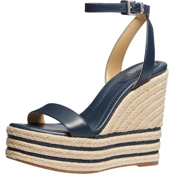 NWT MICHAEL Kors Women's Leighton Wedge Shoes,Navy-Size 10 - Picture 2 of 6